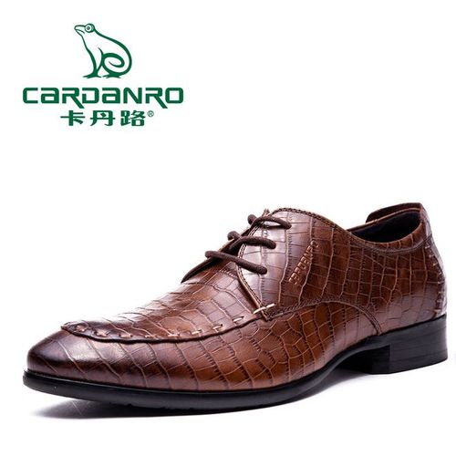 【卡丹路鞋类旗舰店】【聚】卡丹路手工英伦鳄鱼纹头层真皮男士休闲