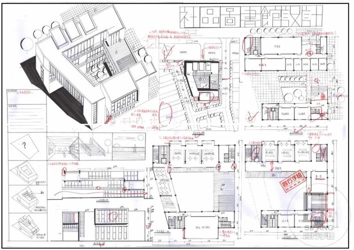 建筑考研快题抄绘学习-学校图书馆_建筑_图书馆_学习