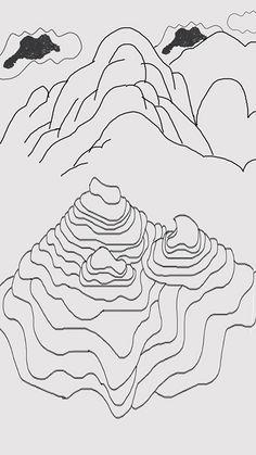 手绘 线稿 10001000山间风景简笔画图片大全-蜿蜒的山丘