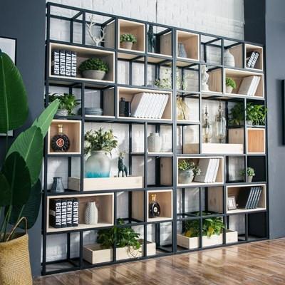 铁艺置物架办公室隔断花架客厅屏风工业风餐厅展示架创意书架 loft