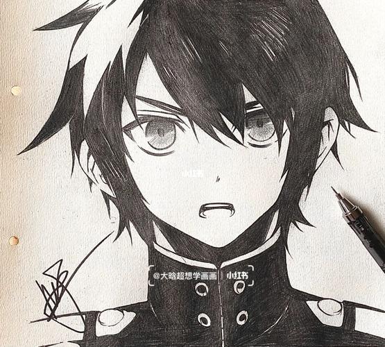 手绘终结的炽天使 百夜优一郎_手绘_速写_薯条_终结的