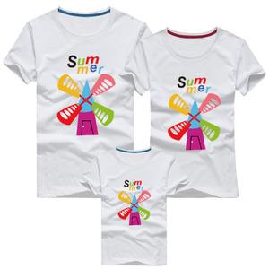 2018年亲子装夏装一家三口全家装短袖t恤夏季大码幼儿园定制班服