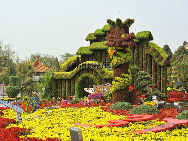 植物绿雕帆船造型立体花坛设计施工制作