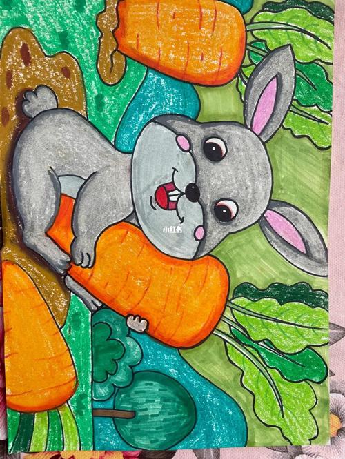 小兔子拔萝卜_兔子_萝卜_儿童画_创意儿童画_文化_绘画