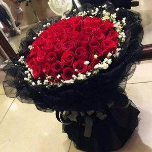 西安同城鲜花玫瑰花99朵手捧花束七夕情人节礼物送女友送货预定