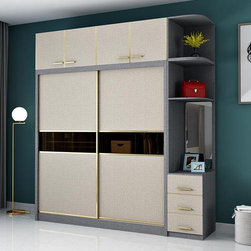 布纹衣柜轻奢北欧现代简约推拉整体家用小户型移趟大衣橱参数