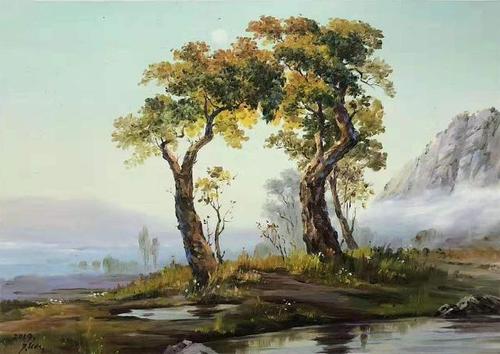 油画风景《树》.