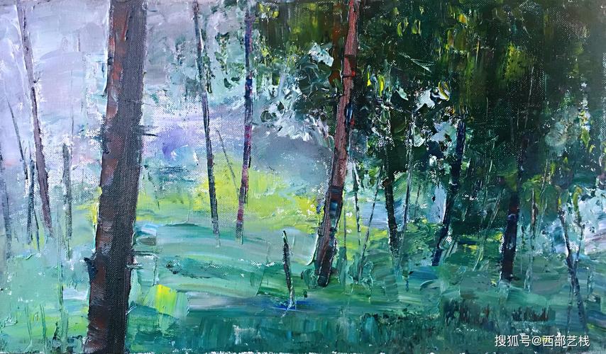 布面油画 清晨小树林 40 x60 肖代杰 2018