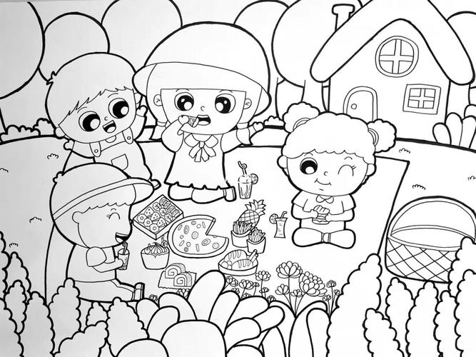 野餐郊游主题儿童简笔画_野餐_郊游_简笔画_幼师_零食