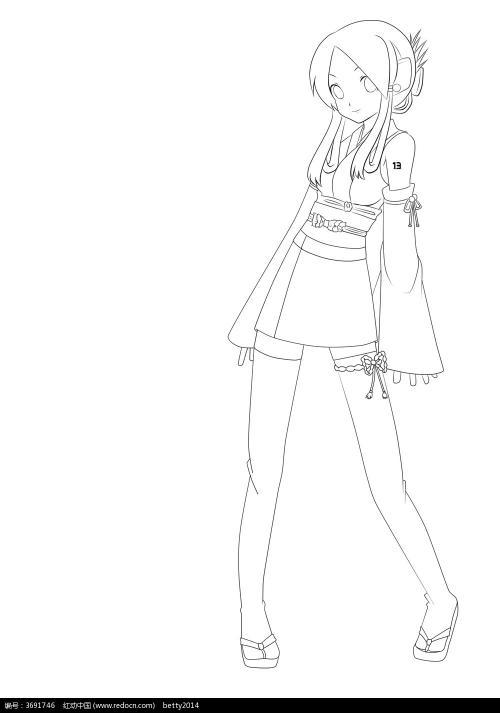 卡通人物简笔画女孩步骤