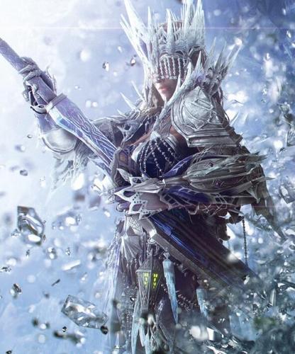 《怪物猎人世界》冰咒龙套装1:1模型展示,银蓝色调