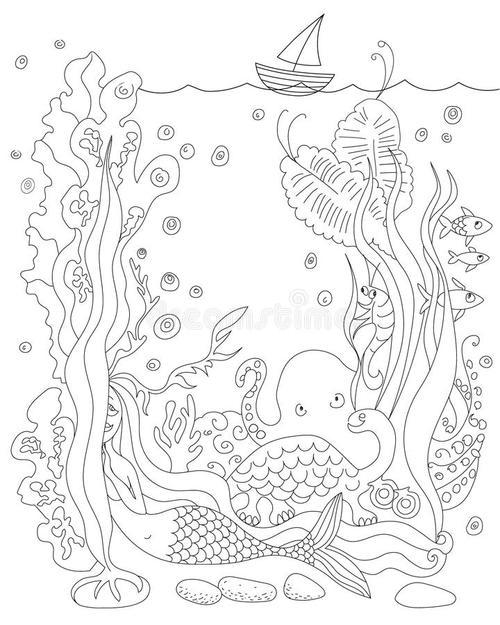海底奥秘的简笔画