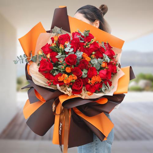 全国速递七夕情人节99朵玫瑰花束真花鲜花速递同城配送生日花店配送花