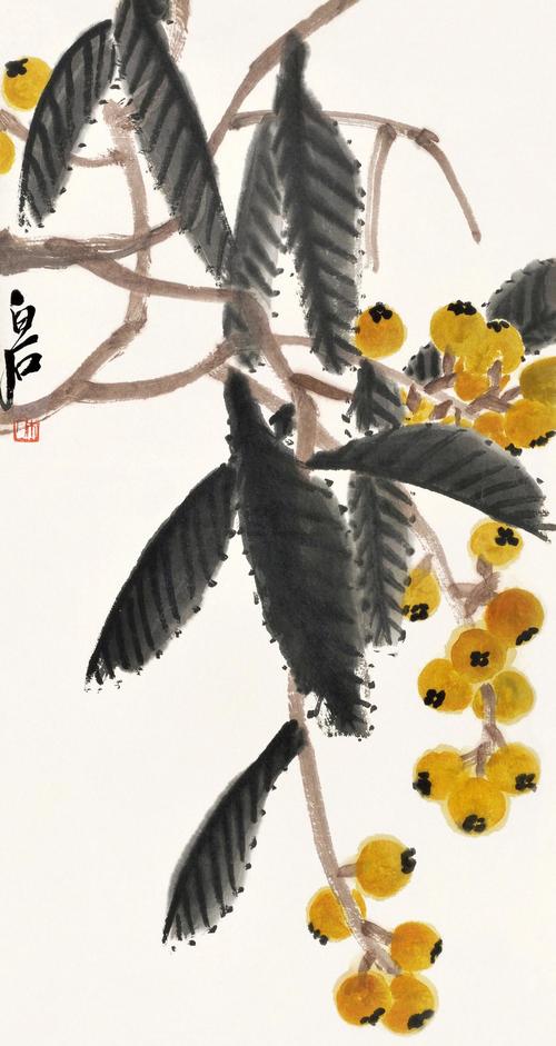 0568枇杷立轴纸本