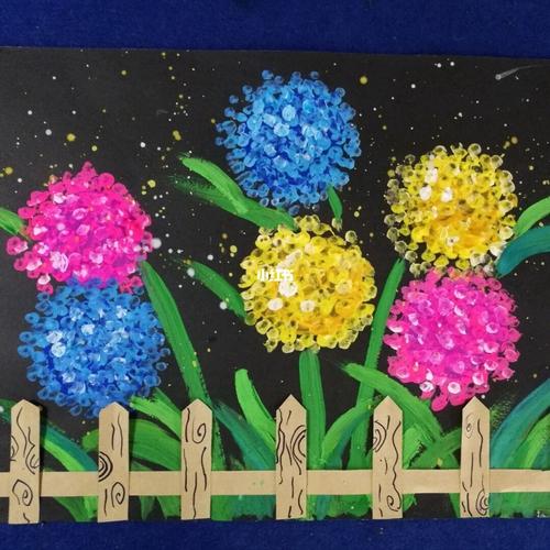 水粉画—(绣球花)_儿童画_文化_绘画