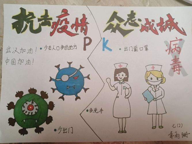 "众志成城,抗击疫情"——西安市第三十八中学初一年级手抄报主题展