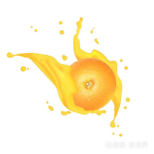 果汁牛奶酸奶橙片飞溅.橙叶.多汁橙飞溅包装模板.下降