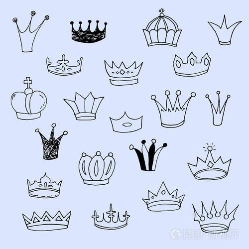 一套素描手绘皇冠. 矢量图.插画-正版商用图片132c5e