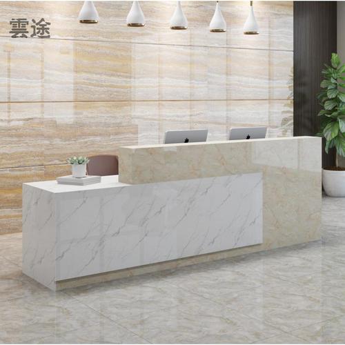 防大理石前台吧台前台桌收银台公司接待台迎宾台前台简约现代大气定制