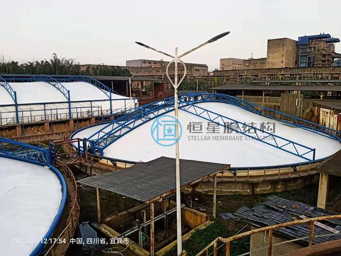 污水池膜加盖 结构新颖,使用寿命长,跟当地的气候,膜结构的荷载设计