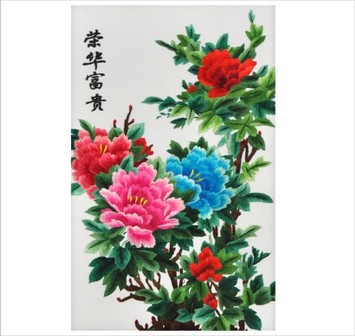 荣华富贵 紫檀双面绣 牡丹刺绣摆件 节日和商务礼品 送外国人首选