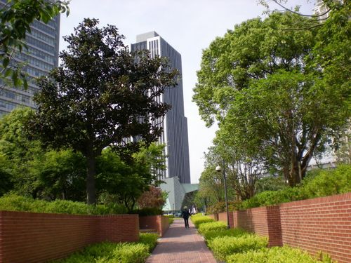 安静休闲的四川北路绿地公园