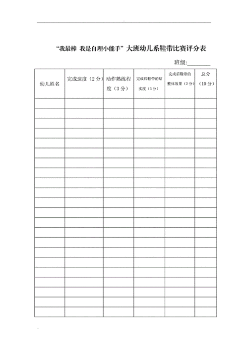 "我最棒我是自理小能手"幼儿生活自理能力比赛活动方案及评分表.