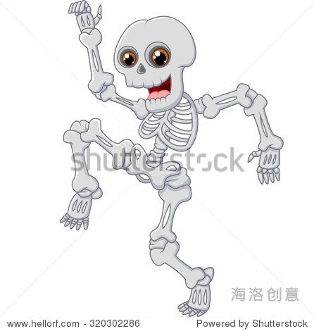 halloween skeleton jumping with dance on isolated