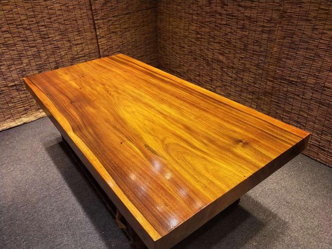 奥坎原木色大板巴花实木黄塔利原木色实木黄花梨实木复古实木大板