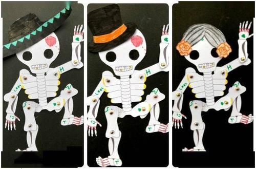 这也是一套骷髅(skeleton)活动纸偶,配上歌曲《skeleton dance》
