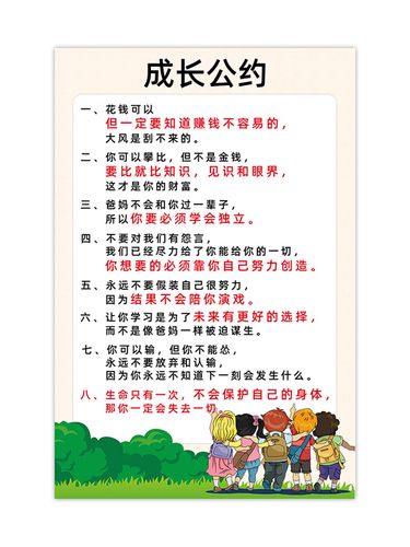 成长公约挂图好父母好孩子家规家训家风墙贴家庭教育