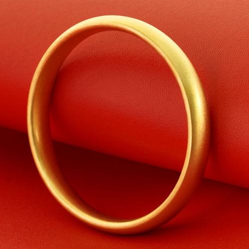 宝创黄金手镯女足金999实心光圈圆棍锤纹亮面古法个性