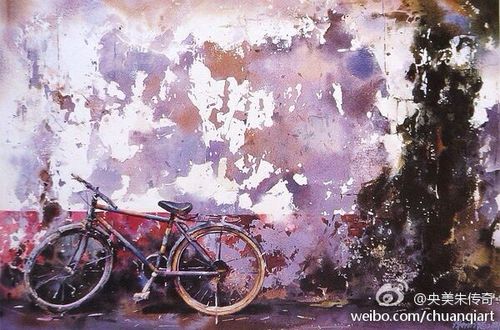 水彩画单车 from internet