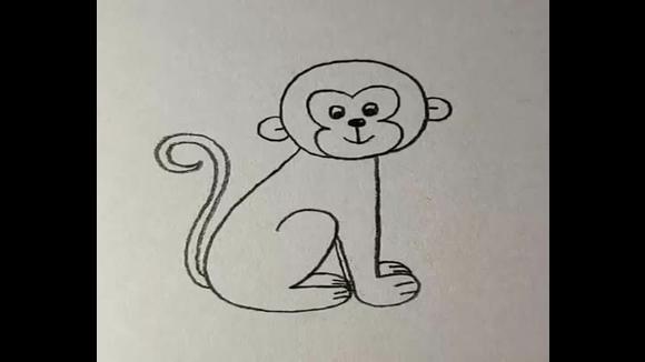 一分钟慢速简笔画视频-可爱的小猴子!