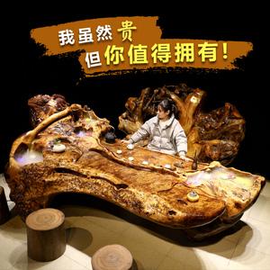 金丝楠木根雕茶台实木整体树根雕刻流水养鱼家用木头茶几茶桌茶海