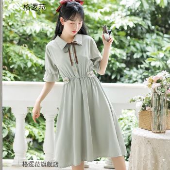裙子夏季韩版衣服收腰长款仙女裙少女中学生气质原宿风宽松显瘦中长裙