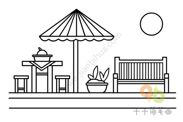 美丽的花园简笔画彩色儿童画