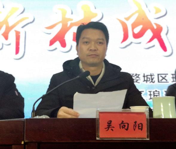 镇党委副书记,镇长吴向阳宣读婺城区政府关于琅琊镇行政村规模调整