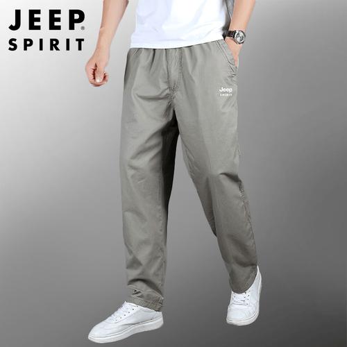 jeepspirit吉普休闲裤男棉质夏季新款青少年薄款宽松大码直筒男裤休闲