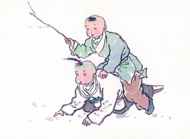 古代儿童玩耍绘画图片