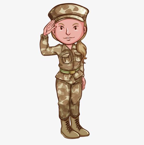 卡通_一个在敬礼的女陆战小兵矢量免抠图【高清表情包