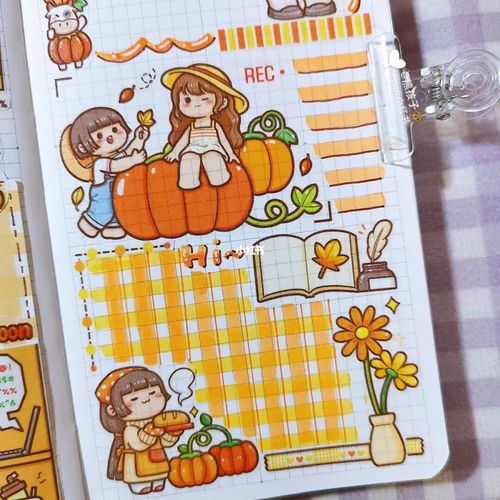 日常手帐*小麻薯橙色排版09_麻薯_手帐_穿搭_胶带_空调_手帐排版