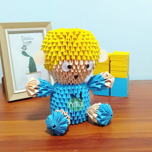 小男孩手工作业三角插折纸材料包制作美术礼物儿童