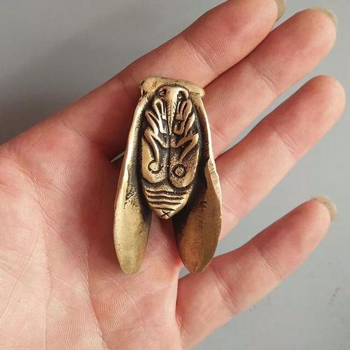 【铜器】铜手把件蝉,寓意一鸣惊