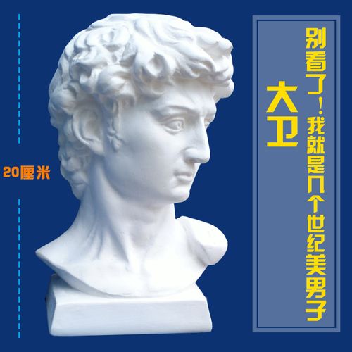 大卫石膏像 小石膏像大卫 大卫头像石膏摆件 高20厘米