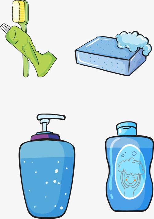 矢量手绘卡通洗漱用品