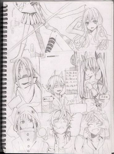 铅笔画得动漫人物,要女生, 不是素描,就是铅笔得稿子