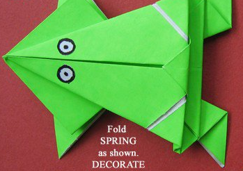 正方形,再对折,对折 2 将四个三角的边进行折叠,这样就折叠出了小青蛙