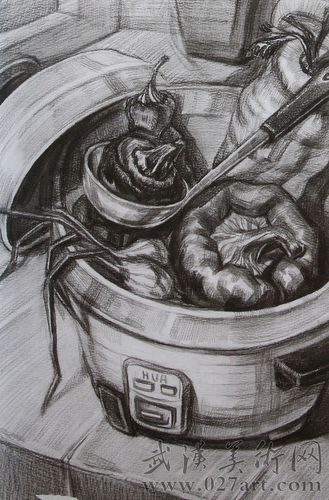 我家的电饭煲(素描)要图片