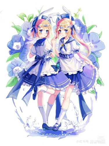 二次元少女双人的_动漫_素材_素材其他